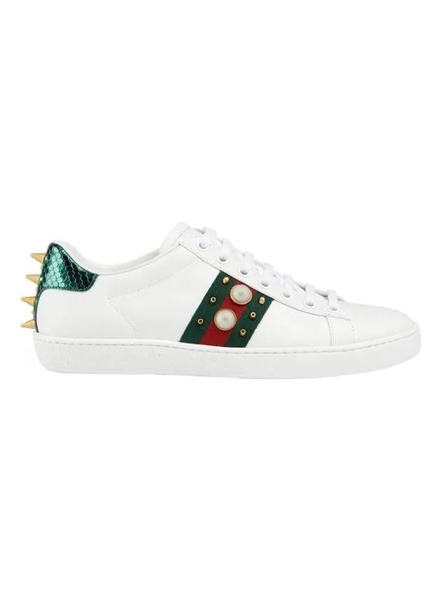 Ace Stud Calfskin Low Top Sneakers White