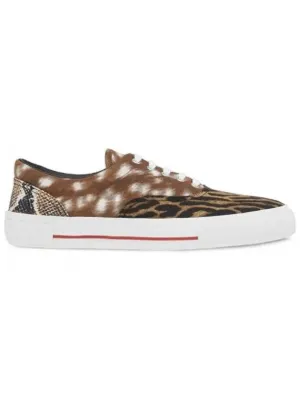 Animal Print Canvas Low-Top Sneakers Brown