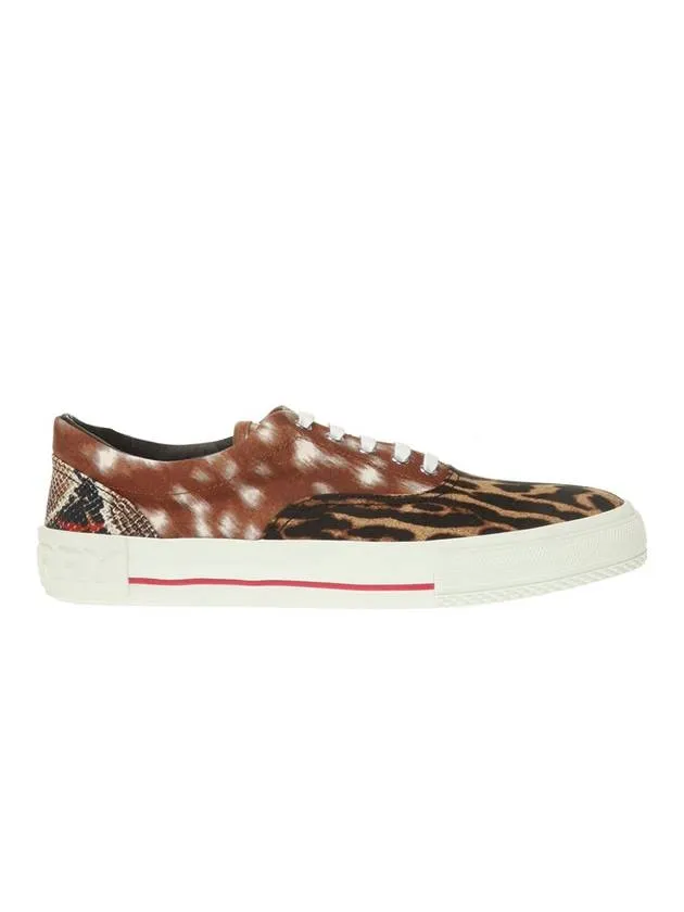Animal Print Canvas Low-Top Sneakers Brown