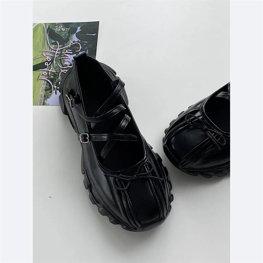 Ballet Sneakers for Women Round Toe Sneakerina Comfort Wear Bows Dad Shoes Mary Jane Chunky Platform Cute Y2K Retro Kawaii Elegant Dressy Fashion Trendy Tennis Trainers Back to School Summer Outdoors