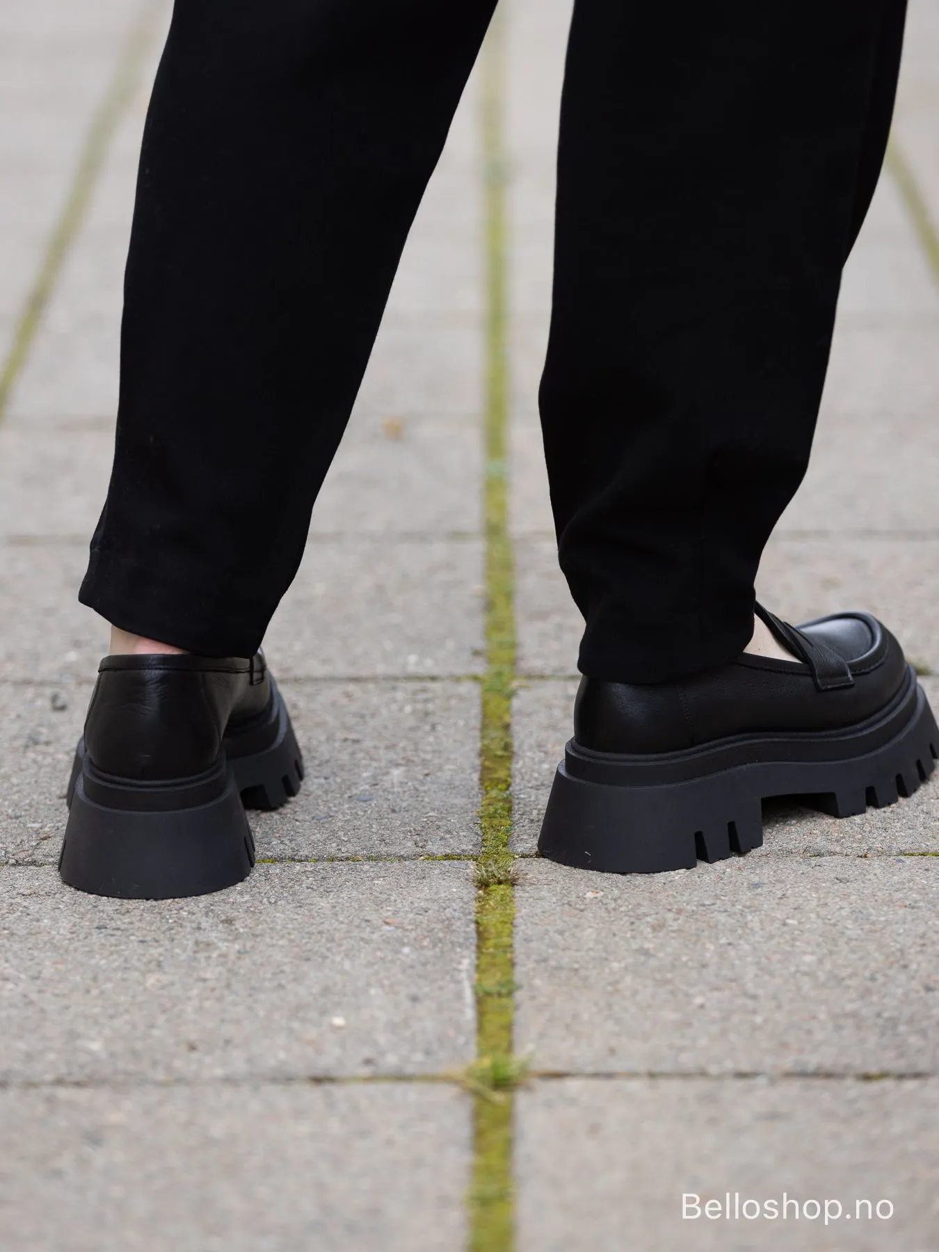 Bello Sort loafers med kraftig sle