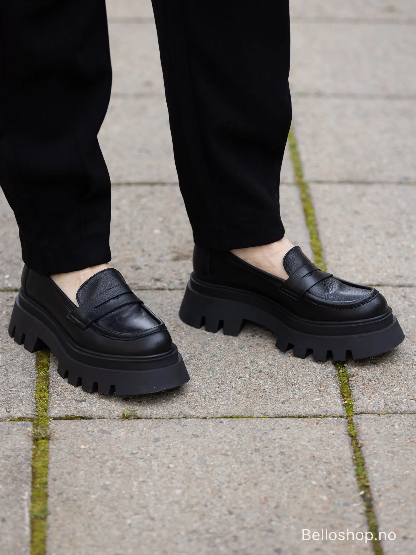 Bello Sort loafers med kraftig sle