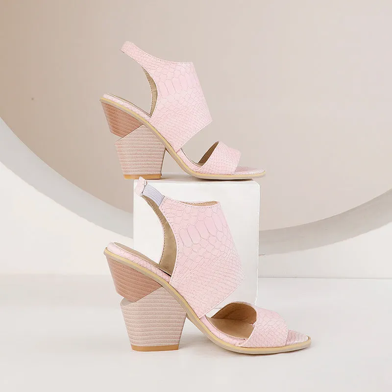 Bigsizeheels Trendy Flip Flop Chunky Heel Slip-On Spring Slippers - Pink