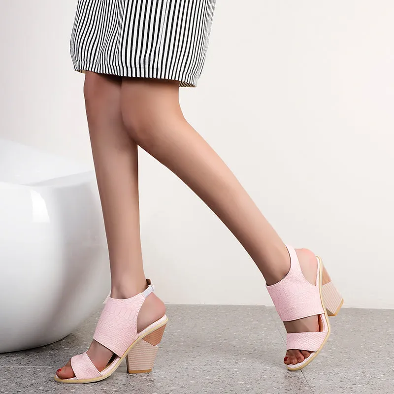Bigsizeheels Trendy Flip Flop Chunky Heel Slip-On Spring Slippers - Pink
