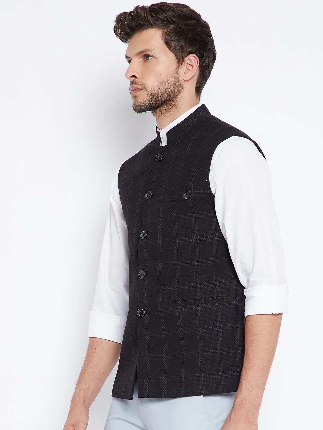Black Checked Waistcoat
