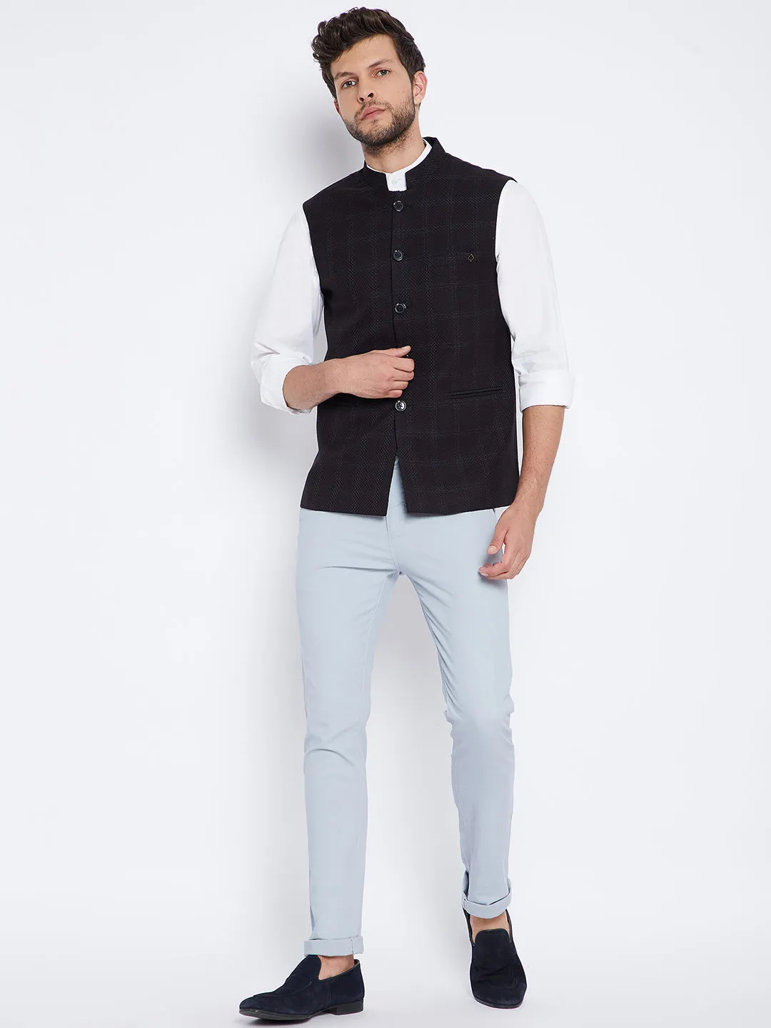 Black Checked Waistcoat