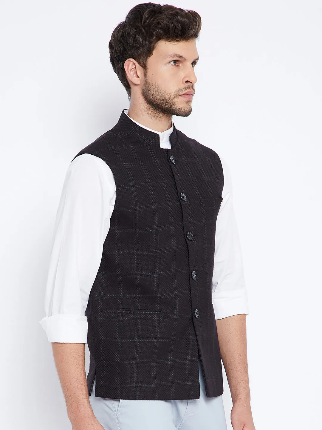 Black Checked Waistcoat