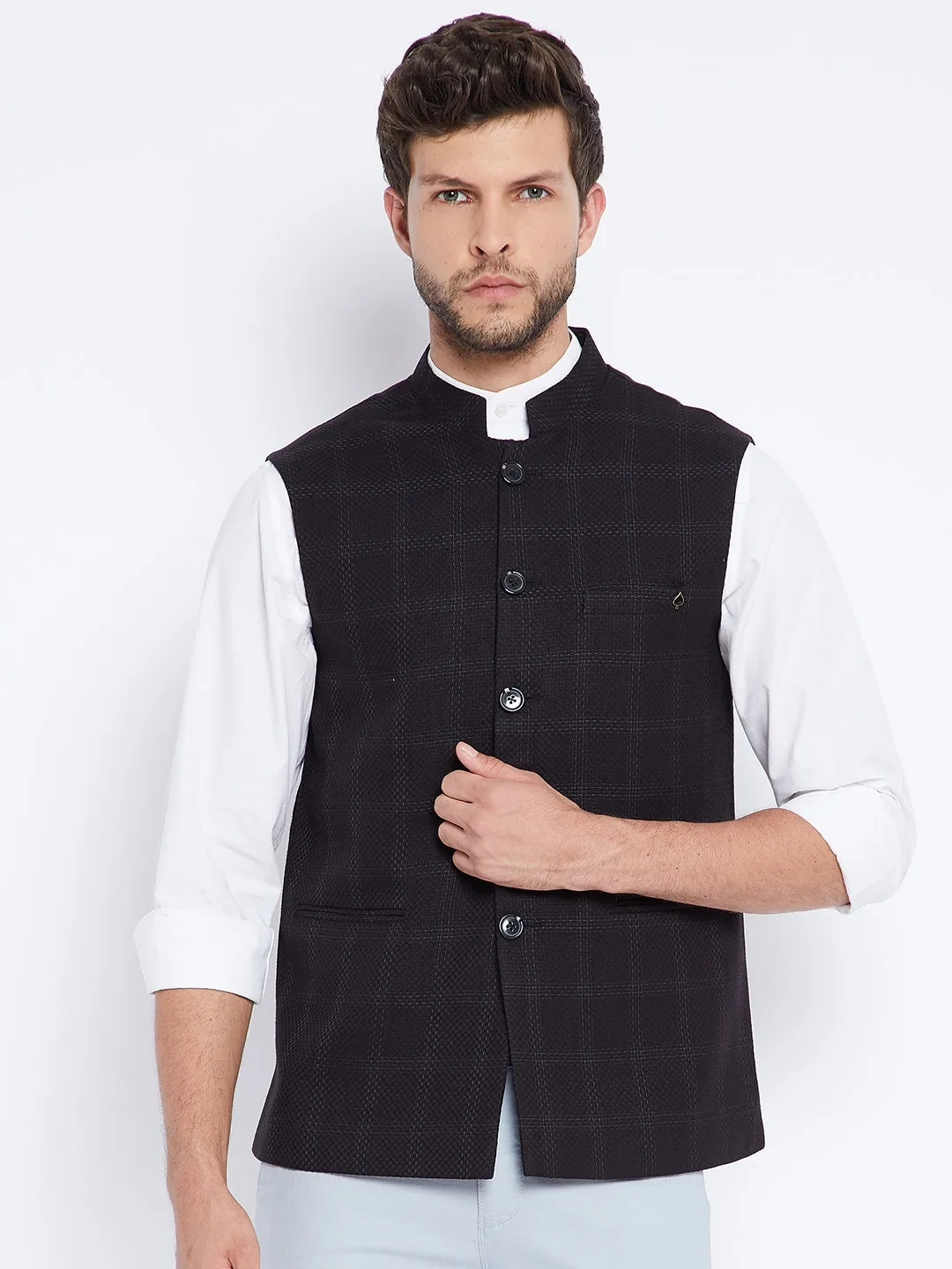 Black Checked Waistcoat