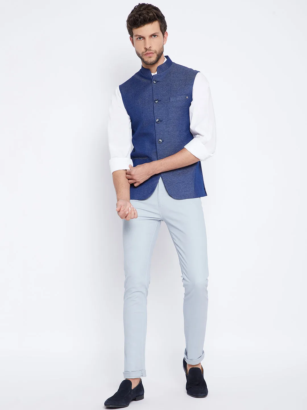 Blue Printed Waistcoat