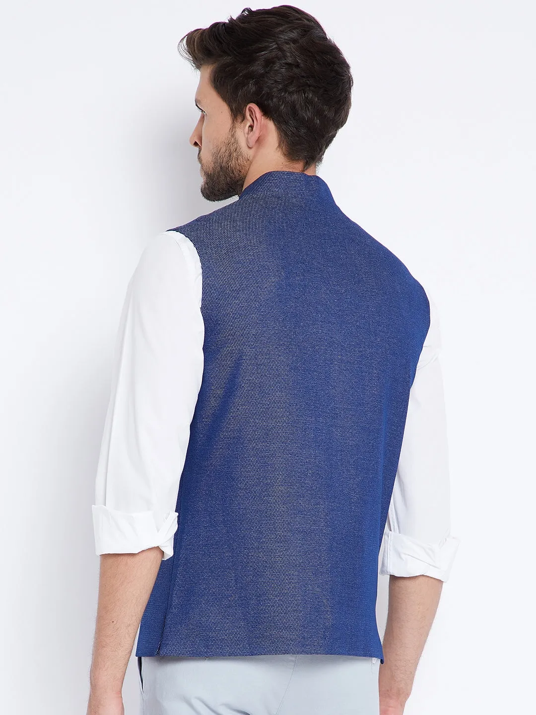 Blue Printed Waistcoat