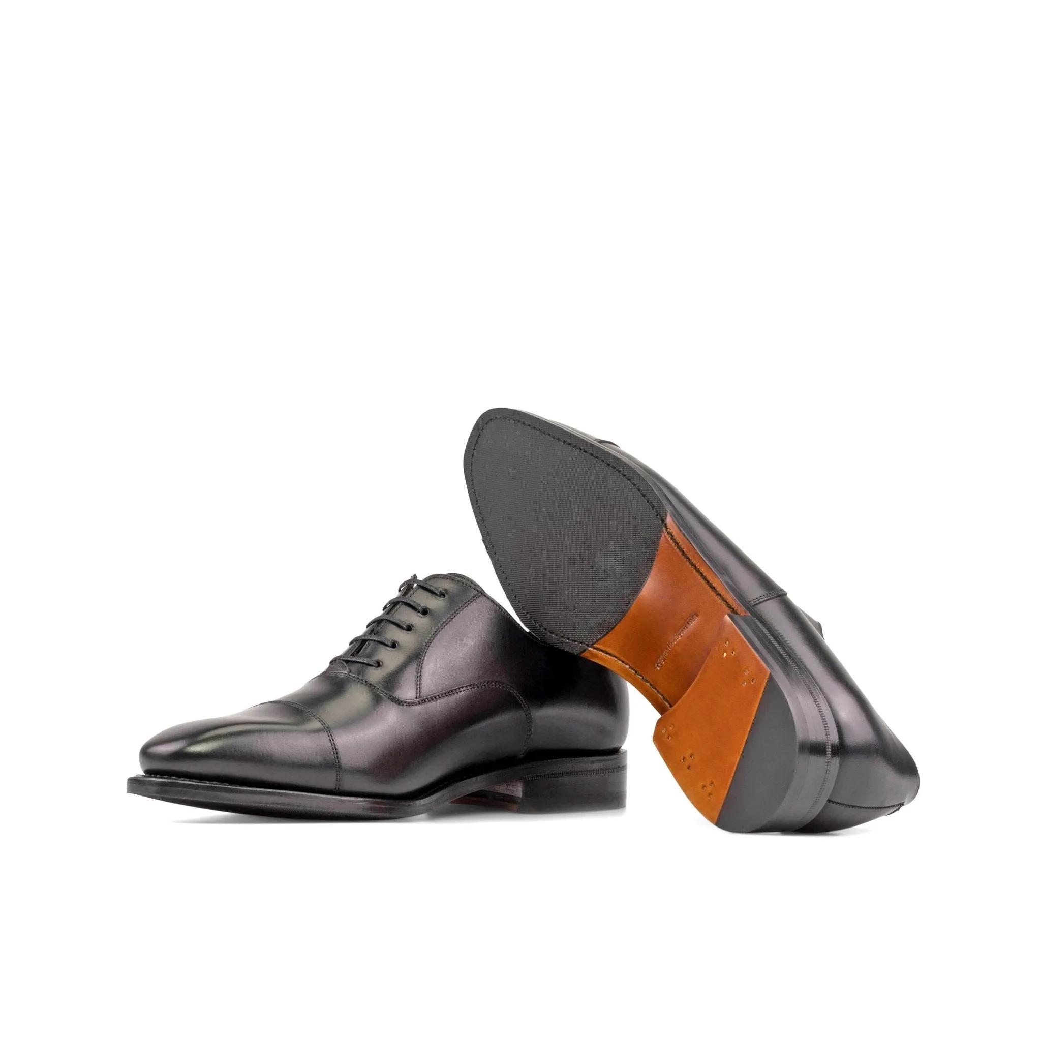 Cap Toe Oxford in Black Box Calf
