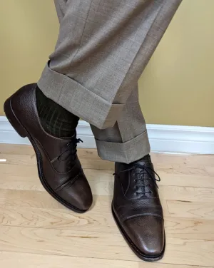 Cap Toe Oxford in Dark Brown Pebble Grain