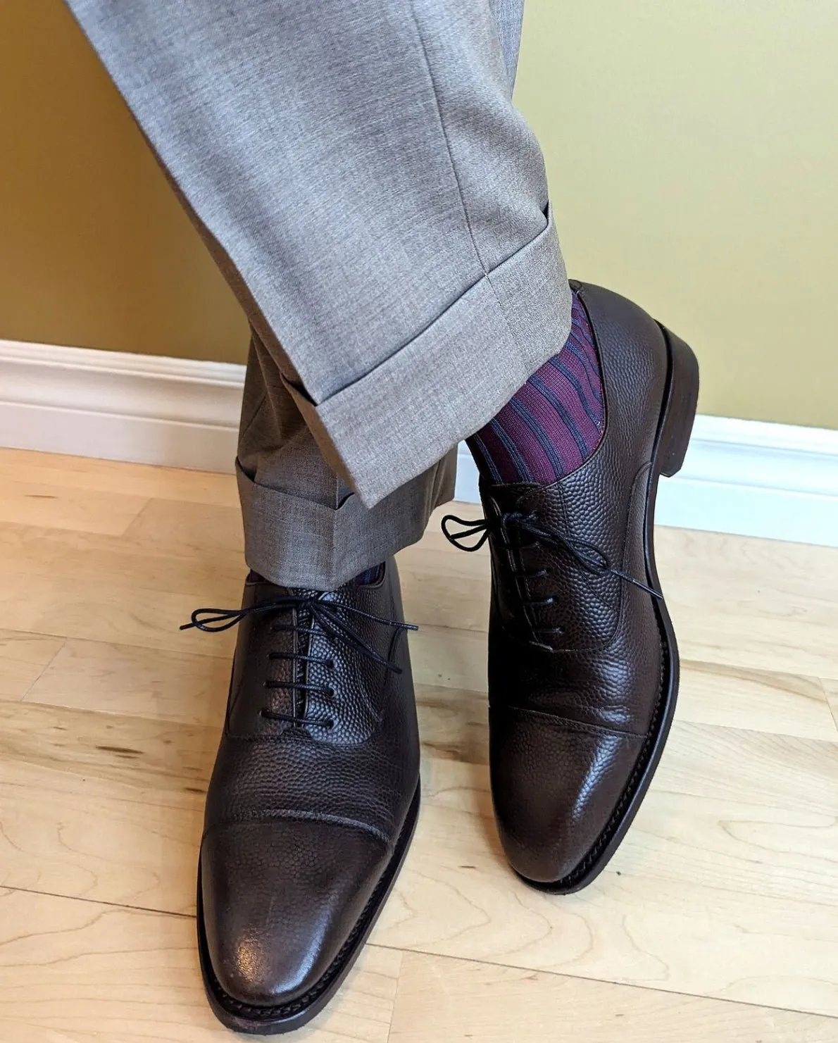 Cap Toe Oxford in Dark Brown Pebble Grain