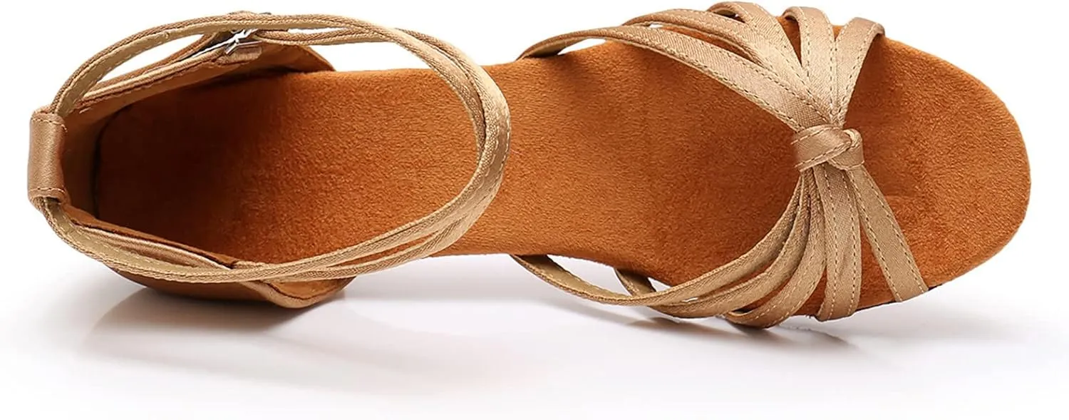 Dancing Shoes for Woman Chunky Heel Dress Shoes Latin Dance Shoe Nude Heel Sandals