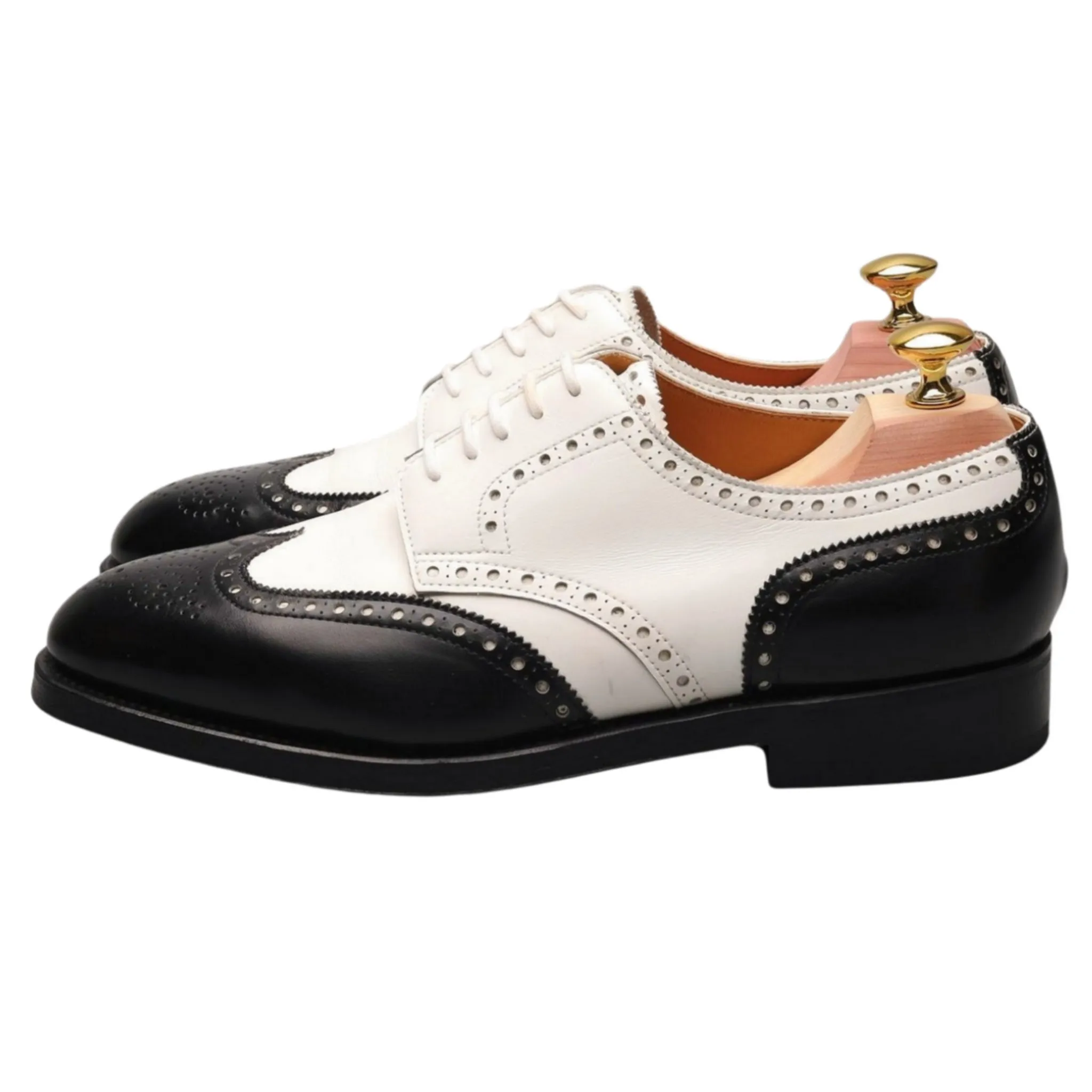 'Darby' Black and White Leather Derby Brogue UK 6 EE