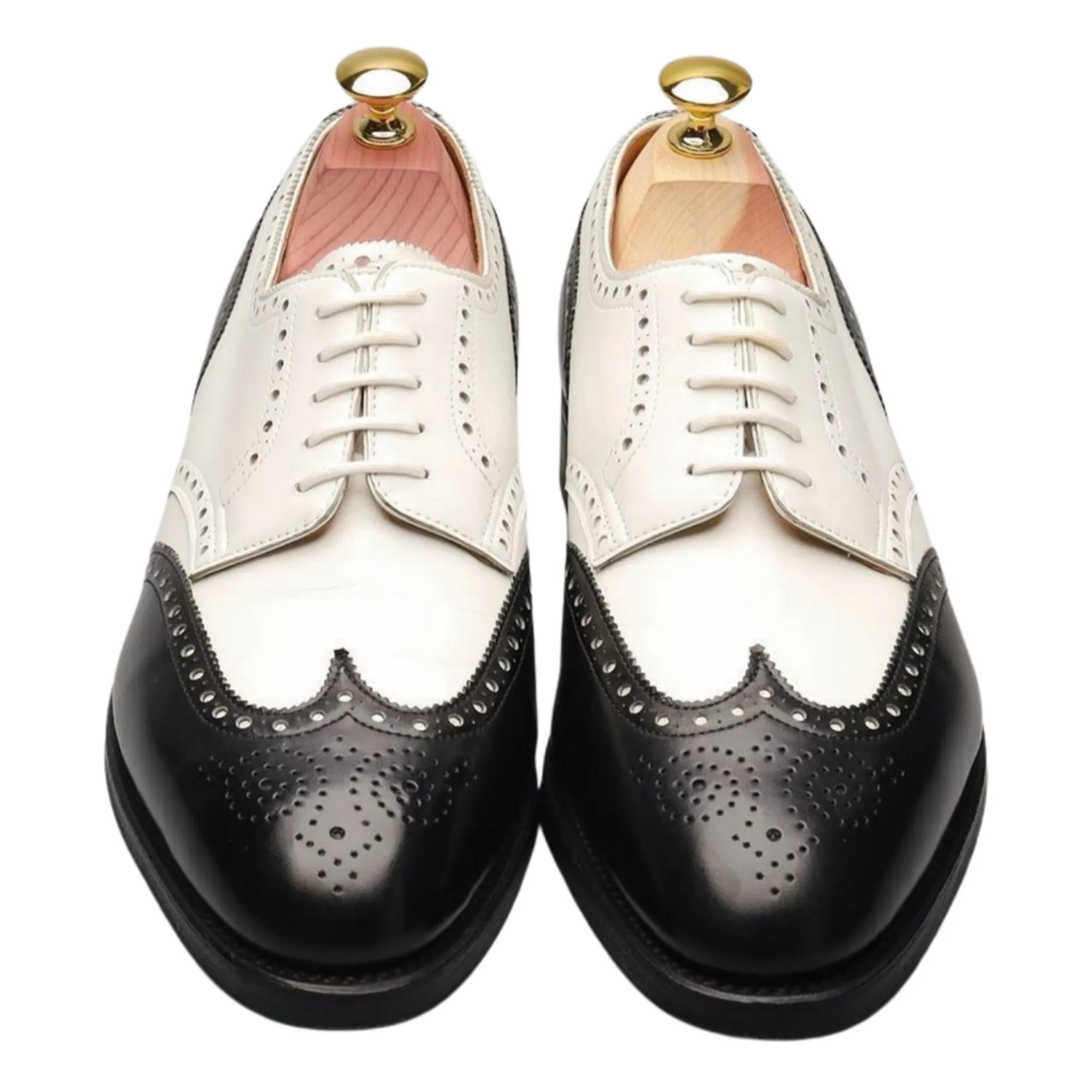 'Darby' Black and White Leather Derby Brogue UK 6 EE