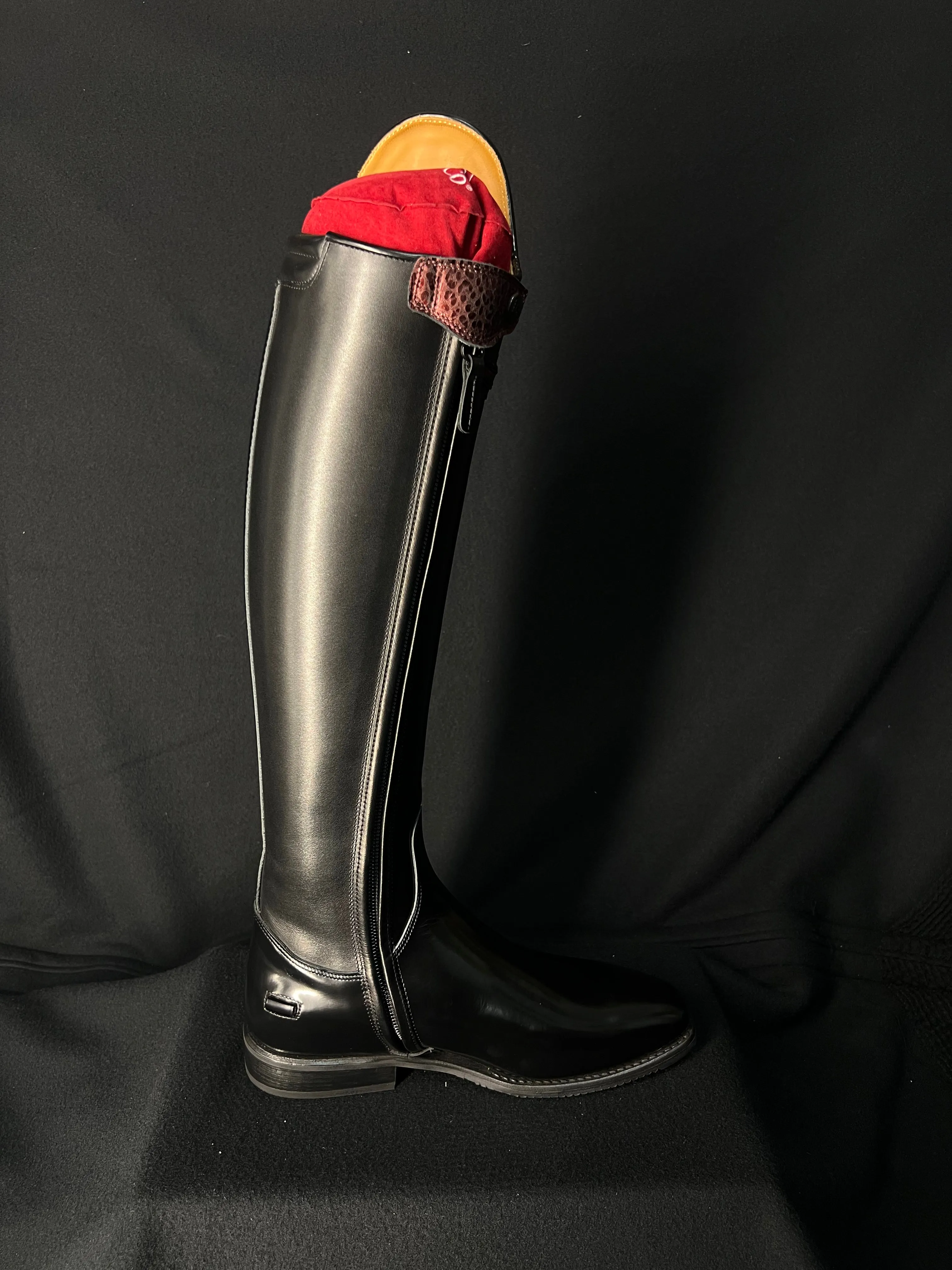 DeNiro Bellini Custom Dressage Boots Brushed Black with Bordeaux and Jet Crystals - In Stock