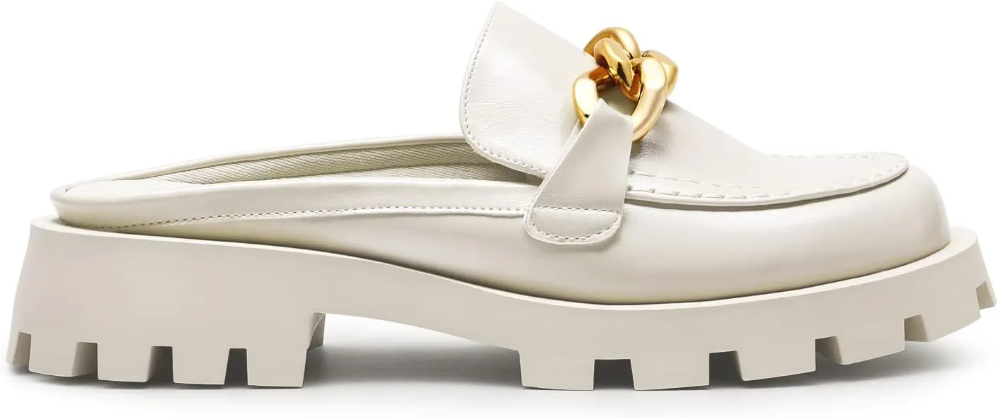 DREAM PAIRS Mules for Women Slip On Shoes Platform Thick Comfortable Womens Chunky Flat Slides Slippers Loafers