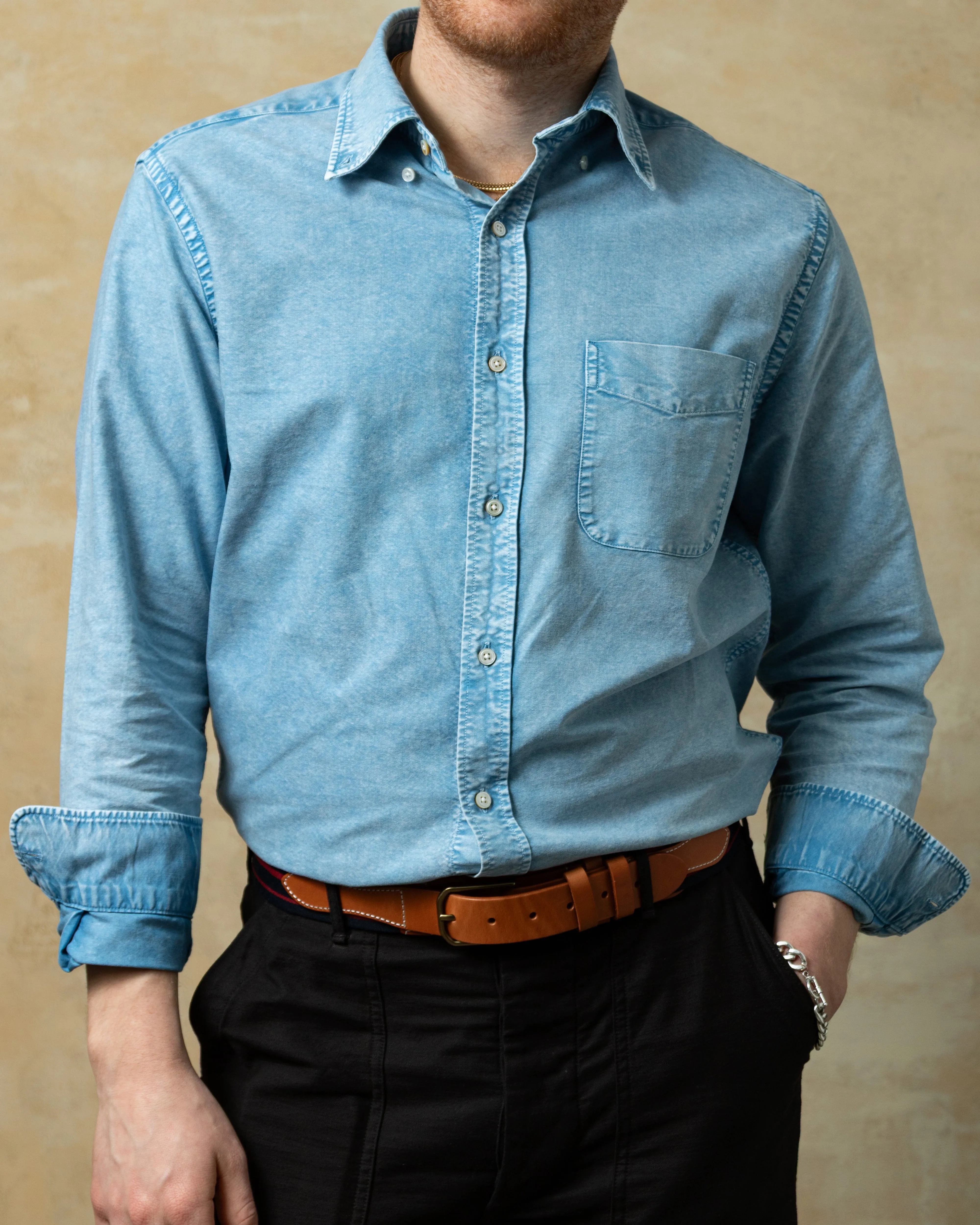 Garment Dyed Oxford Shirt in Mediterranean