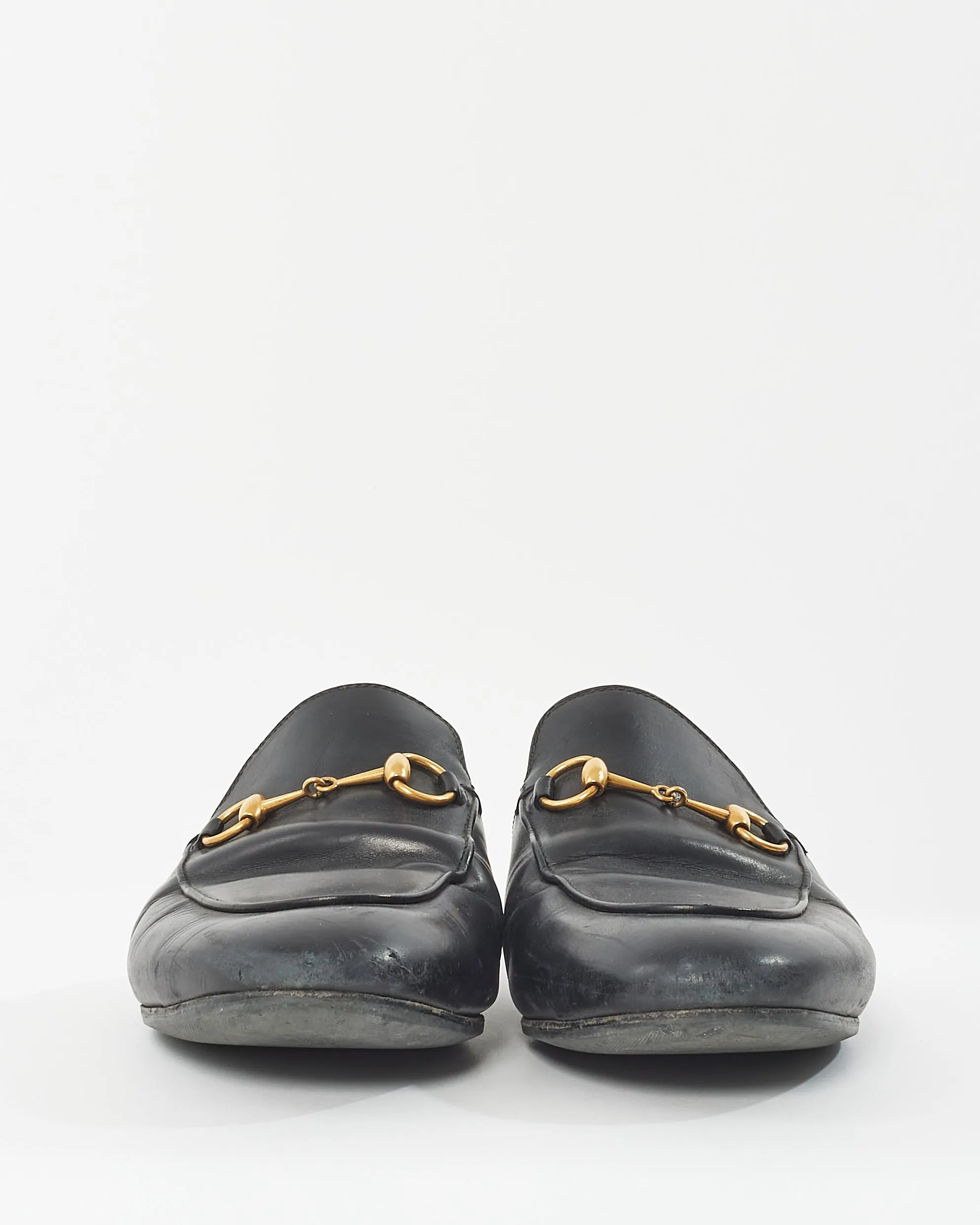 Gucci Black Leather Princeton Slip On Loafers - 38