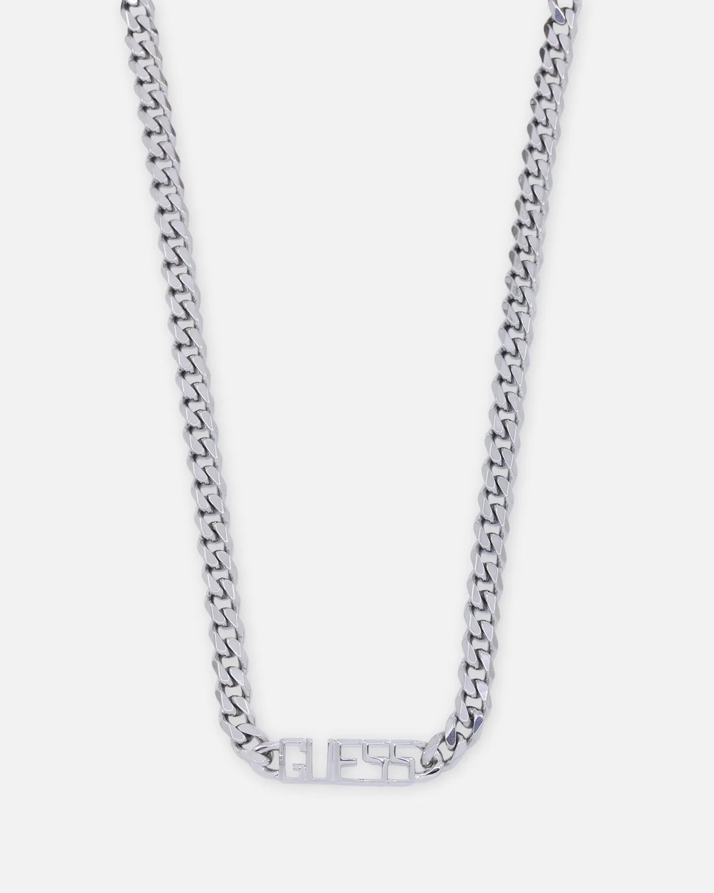 Guess Mainline Vegas 21" Guess Logo 7mm Necklace Silver