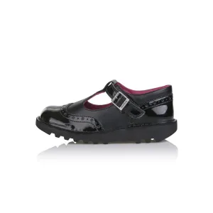 KICKERS T-BAR BROGUE 113428 PATENT BLACK