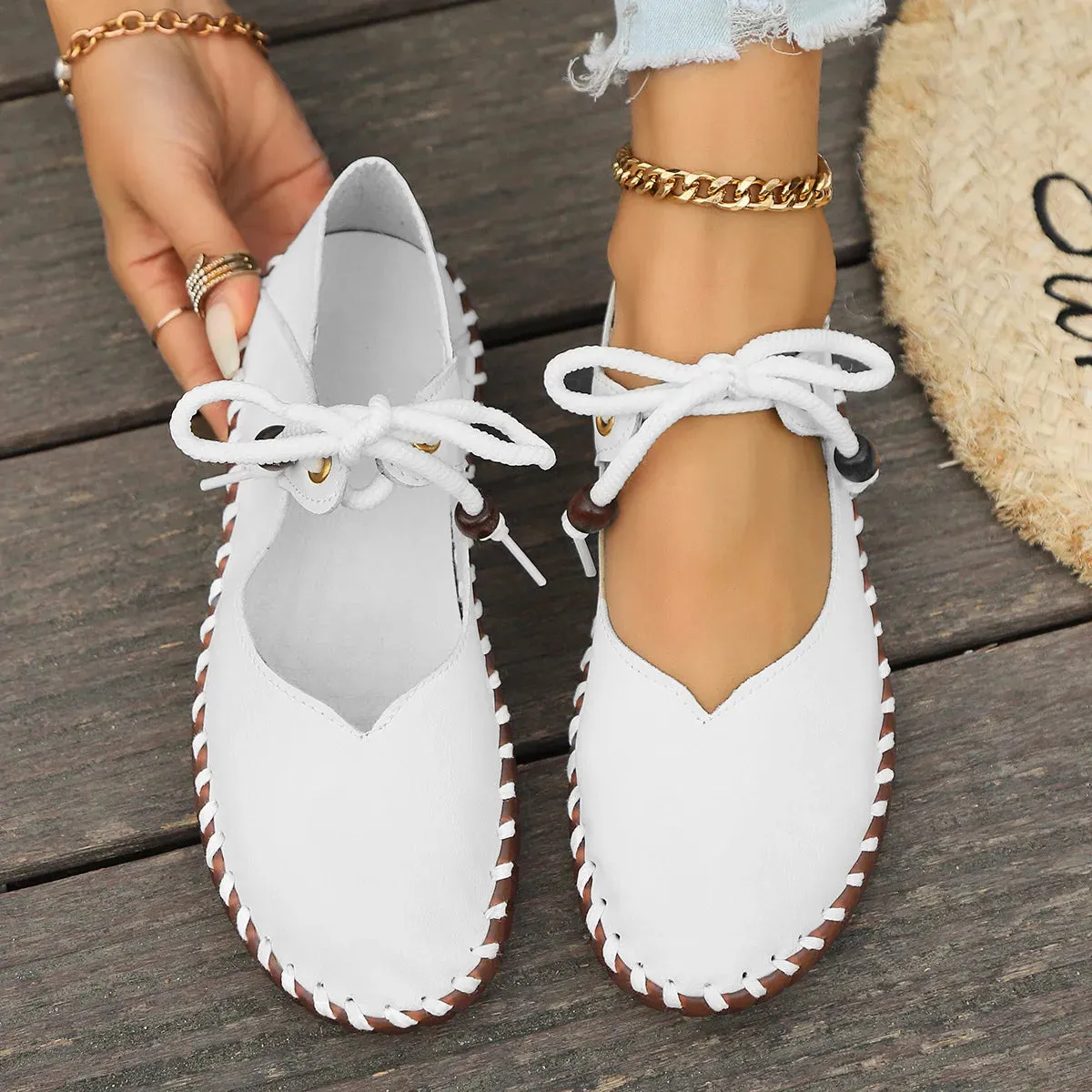 Lace Up Moccasins Flats