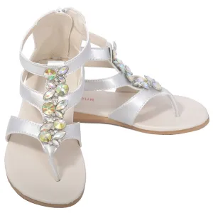 Silver Jeweled Gladiator T Strap Sandal Toddler Girl 7-10