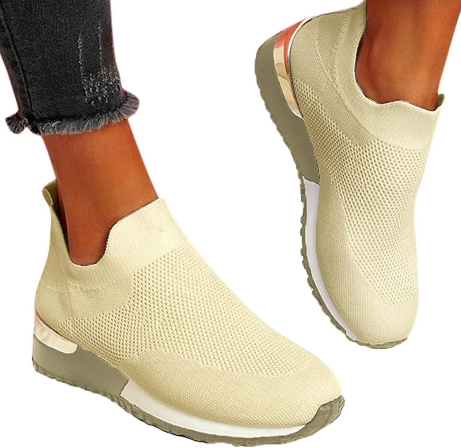 Sneakers for Women Fashion Tennis Shoes Womens Shoe Orange Tennis Shoes Summer Loafers for Women Walking Sneakers for Women with Arch Support