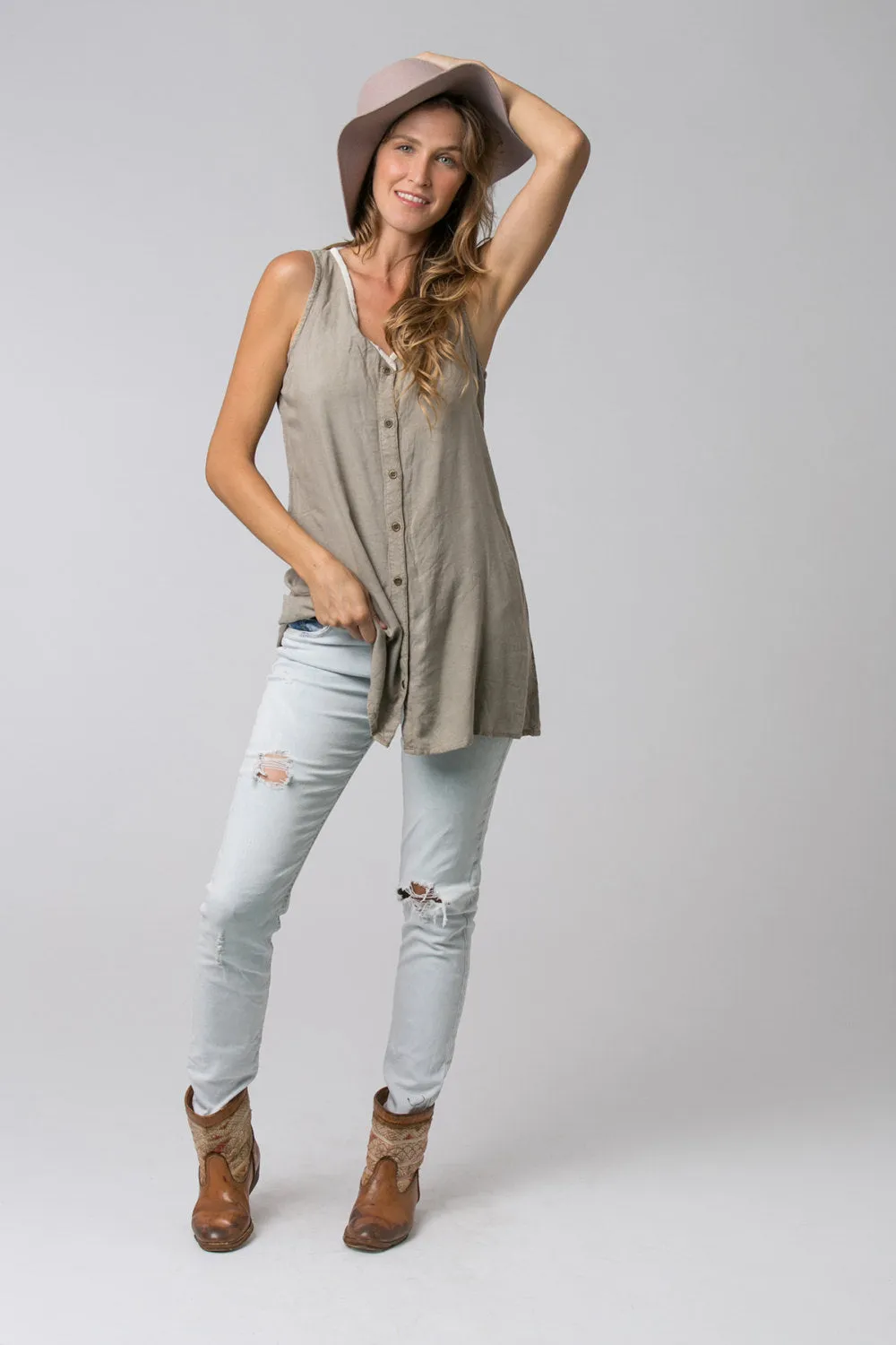 STONE WASH TUNIC GREY