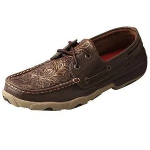 Twisted X Women’s Driving Moccasins – Brown/Emboss Flower