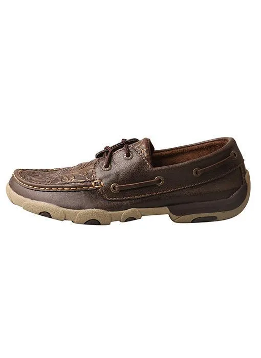 Twisted X Women’s Driving Moccasins – Brown/Emboss Flower