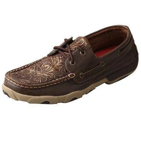 Twisted X Women’s Driving Moccasins – Brown/Emboss Flower