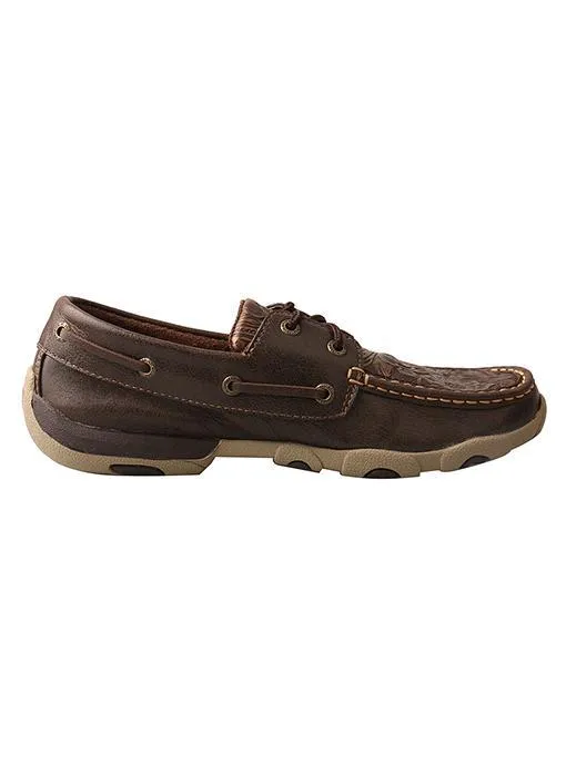 Twisted X Women’s Driving Moccasins – Brown/Emboss Flower