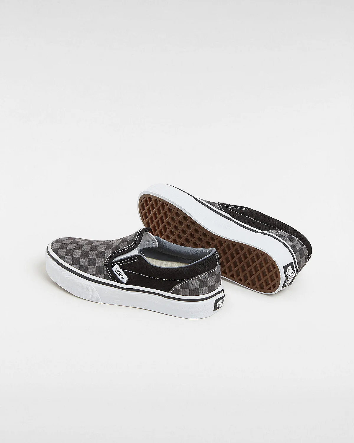 VANS Kids Classic Slip-On Checkerboard Trainers - Black / Pewter