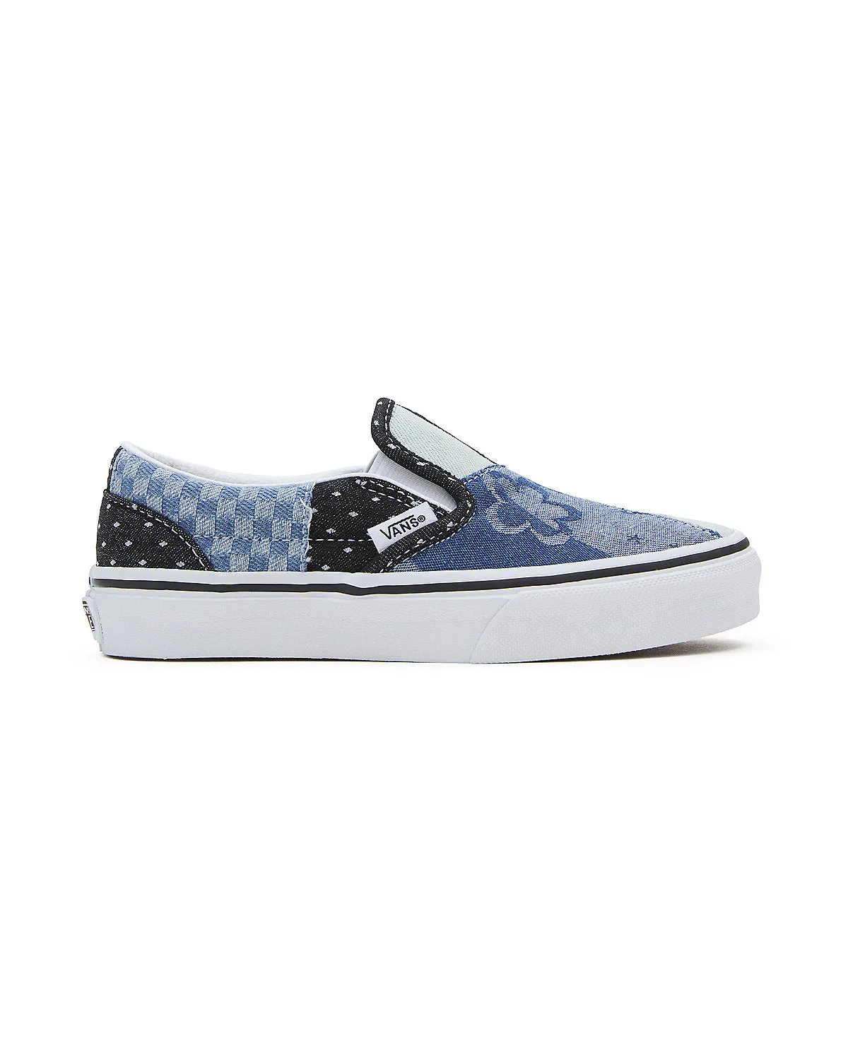 VANS Kids Classic Slip-On Patchwork Trainers - Denim / White