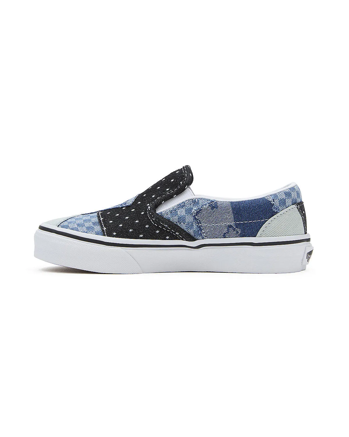 VANS Kids Classic Slip-On Patchwork Trainers - Denim / White