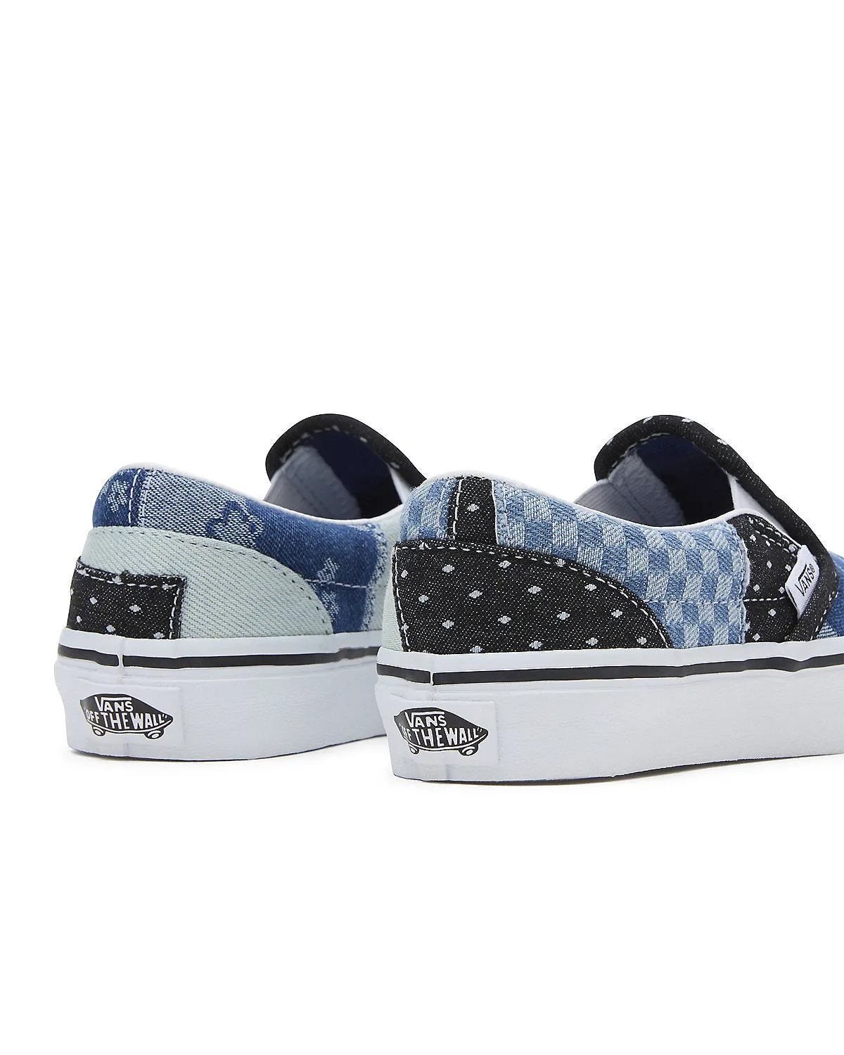 VANS Kids Classic Slip-On Patchwork Trainers - Denim / White