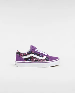 VANS Kids Old Skool Neon Hearts Trainers - Purple