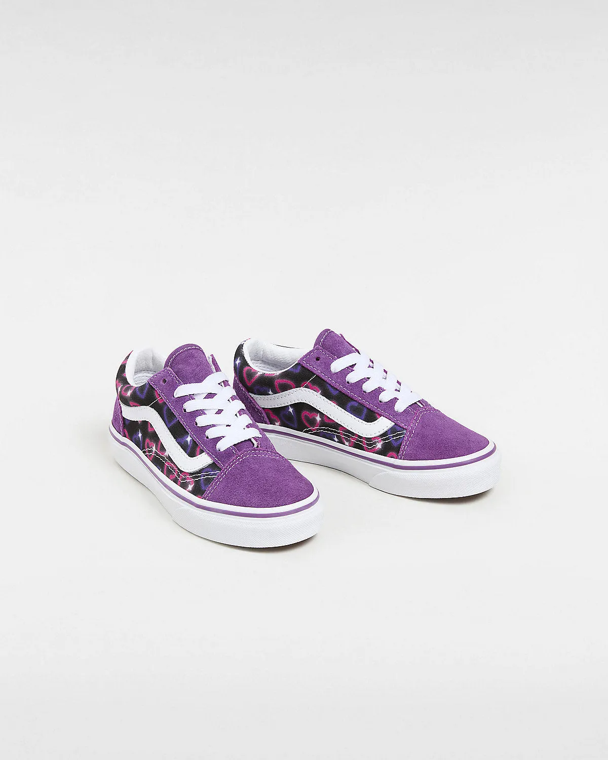 VANS Kids Old Skool Neon Hearts Trainers - Purple