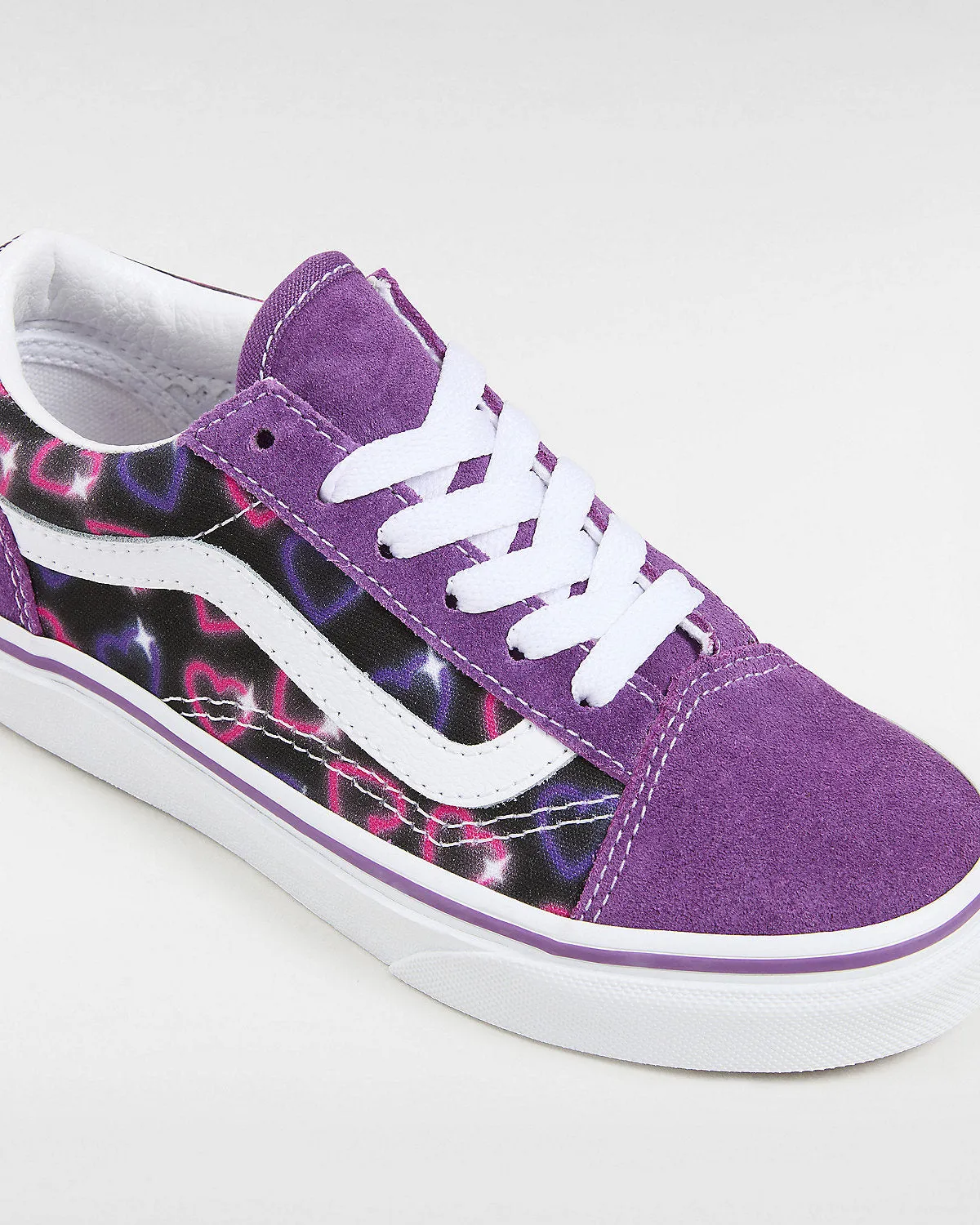 VANS Kids Old Skool Neon Hearts Trainers - Purple
