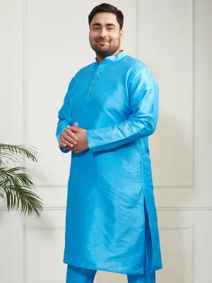 Vastramay Plus Men's Aqua Silk Blend Kurta