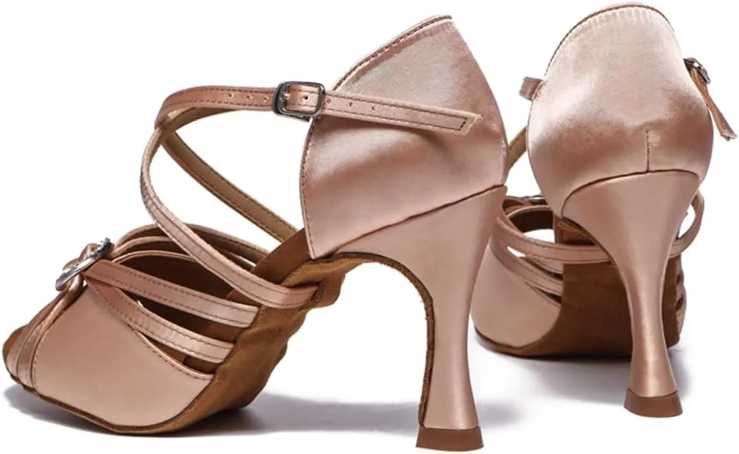 Women's Stylish Open Toe Ballroom Latin Tango Rumba Party Wedding Practice Dance Shoes
