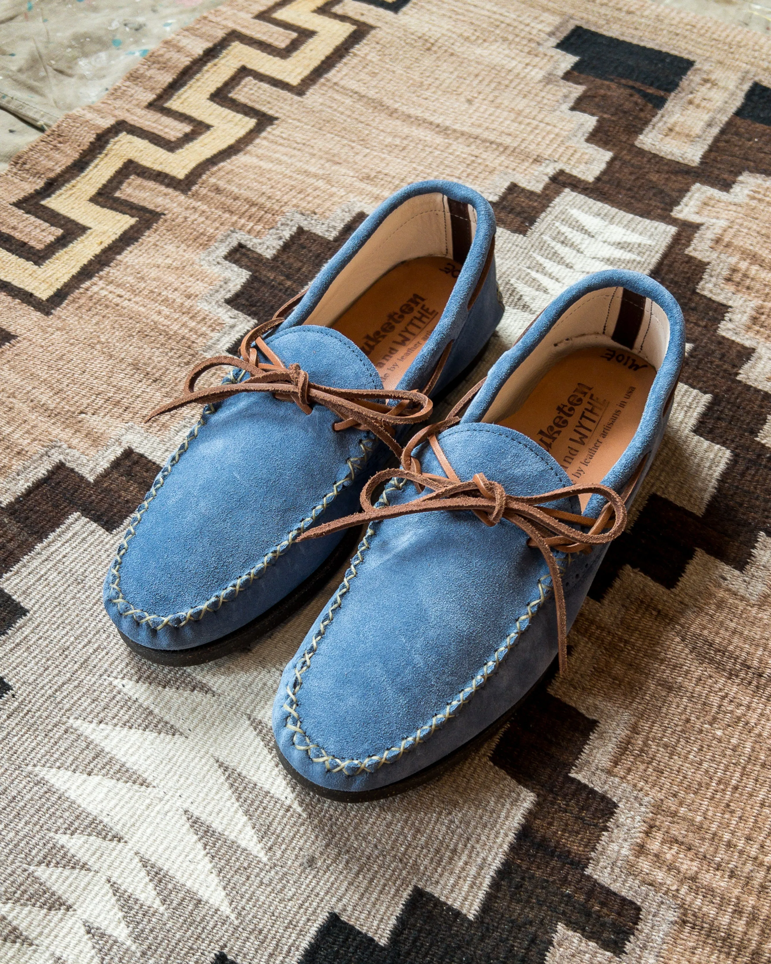 Wythe x Yuketen Handmade Suede Canoe Mocs - Ox Blue